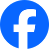 White Facebook “f” logo in a blue circle