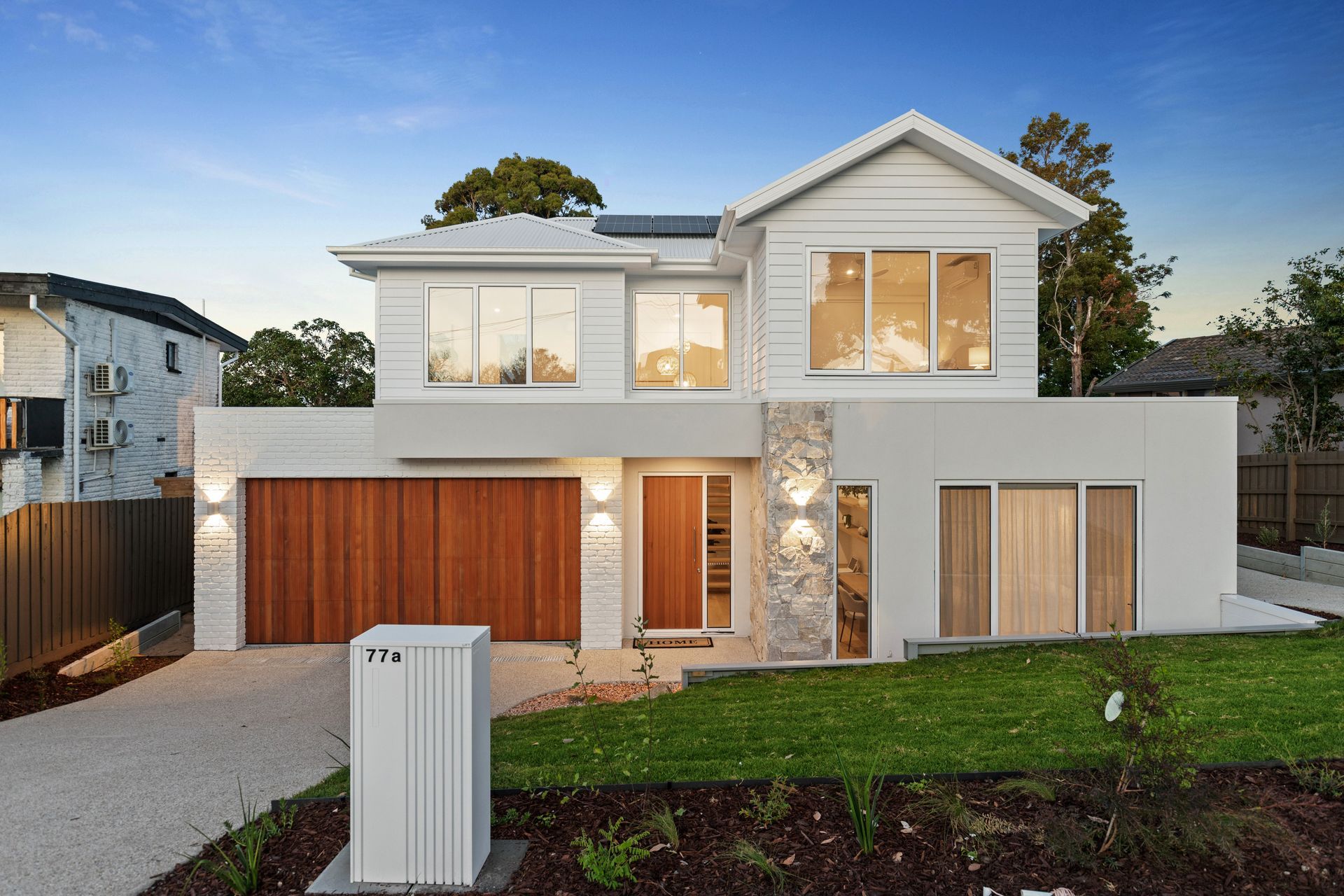 Front view of completed home