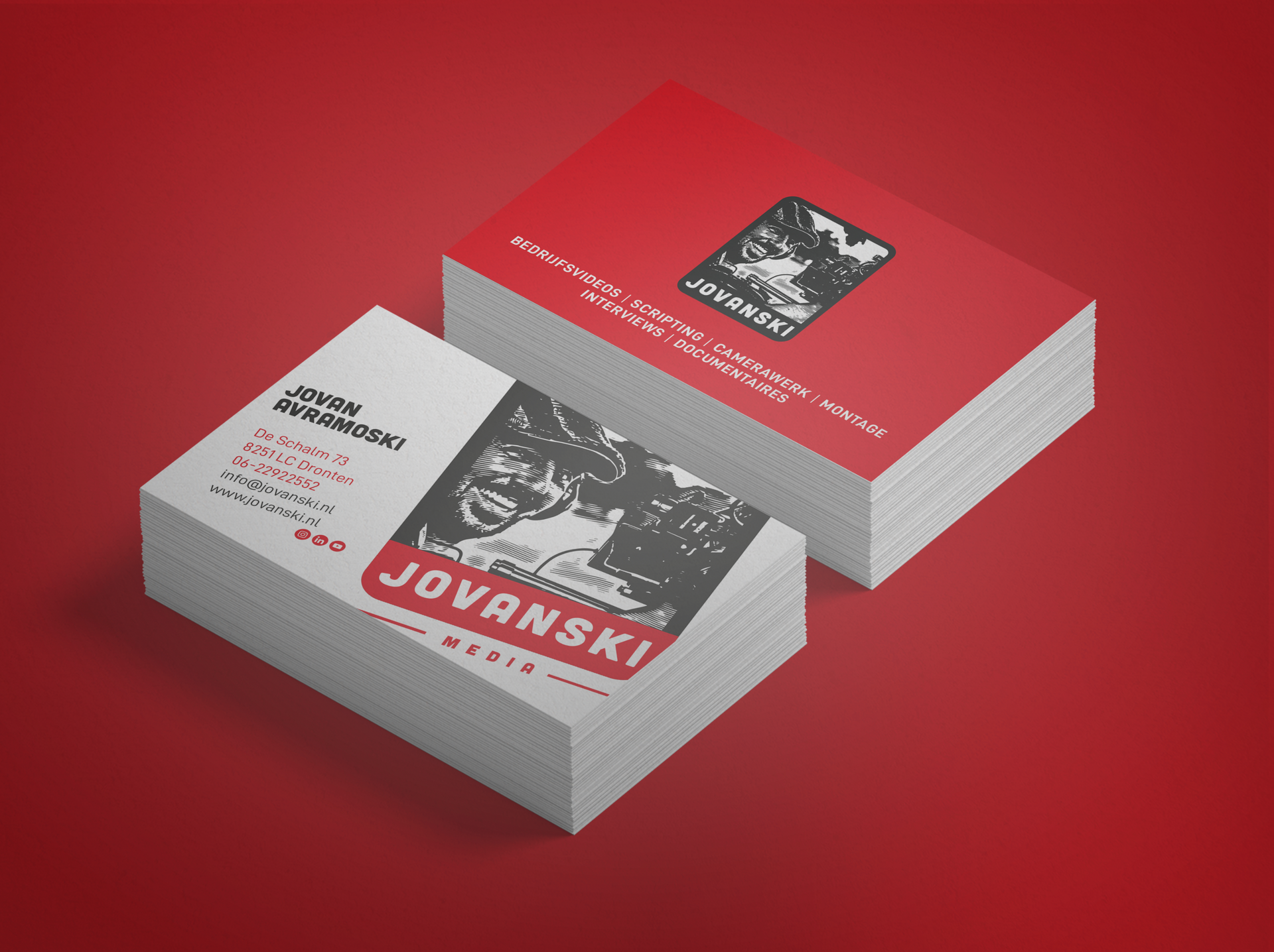 Branding visitekaartjes ontwerp Jovanski media