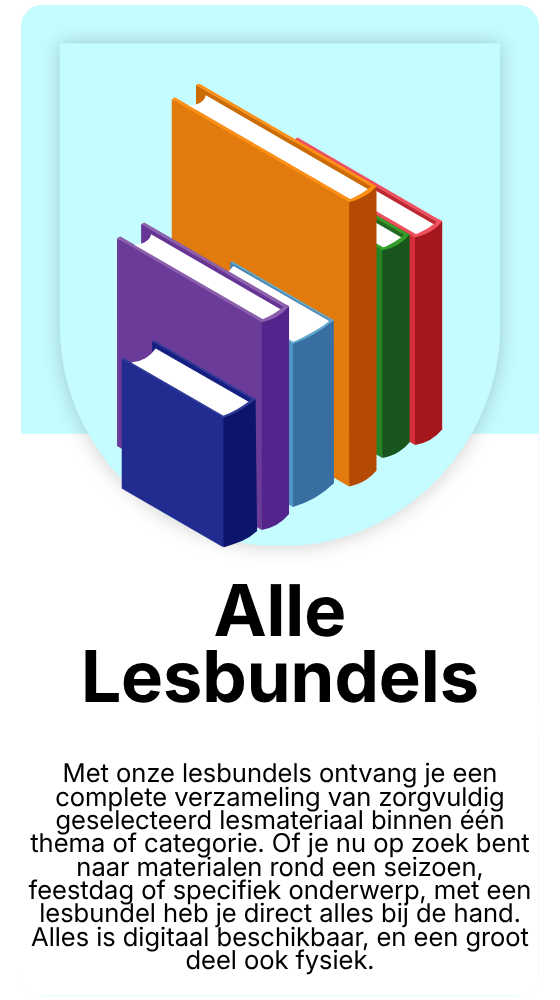 Logo van een stapel boeken in blauw, paars, oranje en groen met de tekst 
