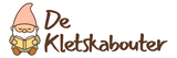 Logo met een kabouter die een boek leest en de tekst "De Klekskabouter".