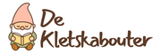 Logo met een kabouter die een boek leest en de tekst "De Klekskabouter".