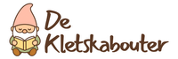 Logo met een kabouter die een boek leest en de tekst "De Klekskabouter".