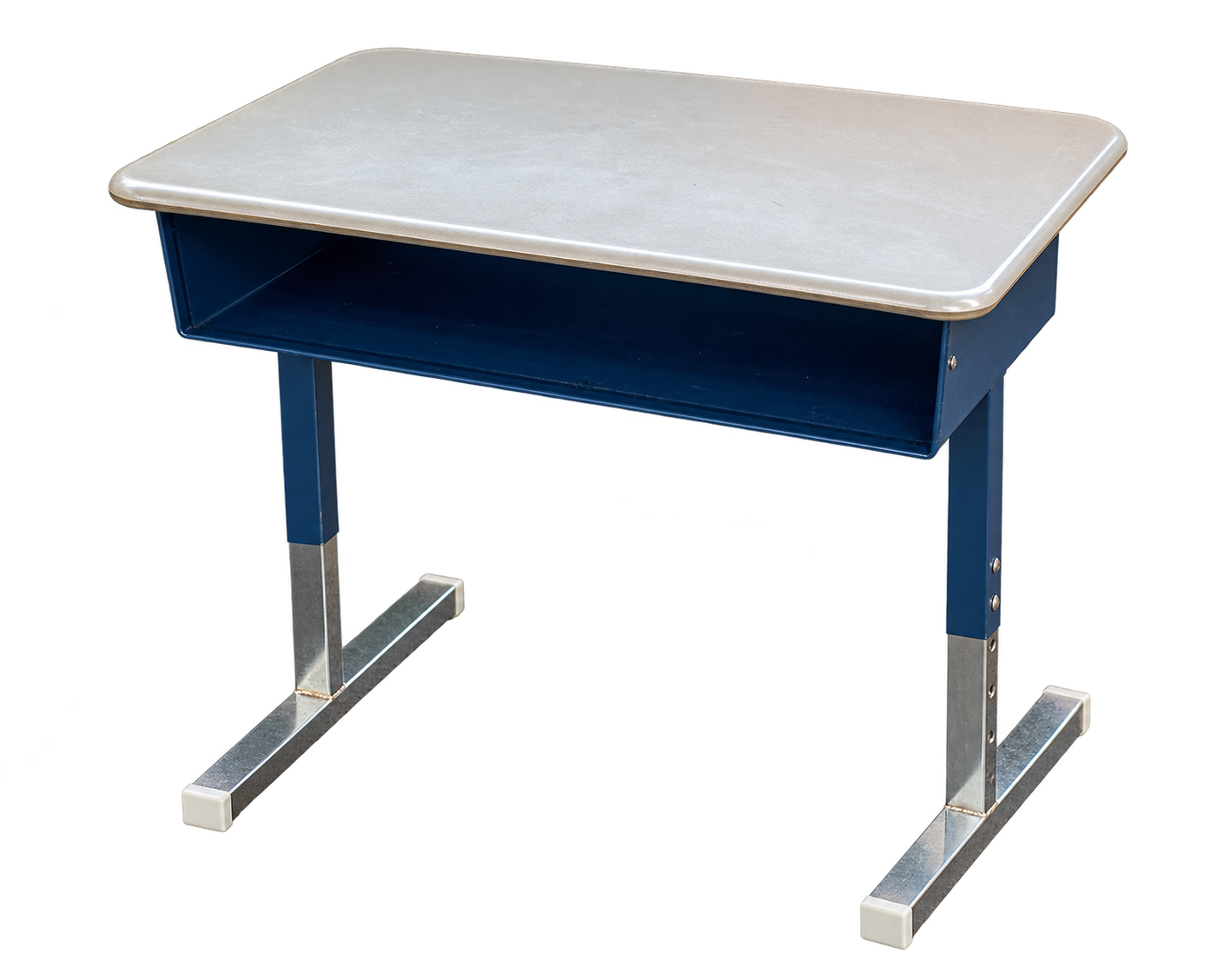 Silver-Gray Student Desk with Navy Bookbox