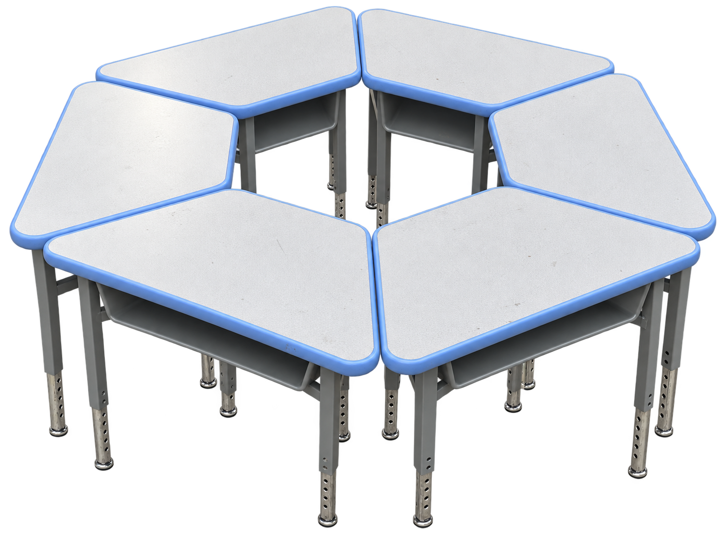 Adjustable Trapezoid Student Desks with Bookboxes