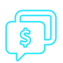 Two speech bubbles with a dollar sign inside of them.