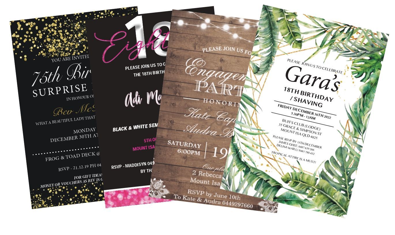  A Range Of Invitation Cards — Steejo Press in The Gap, QLD