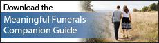 Couple walking in a field; text overlay: