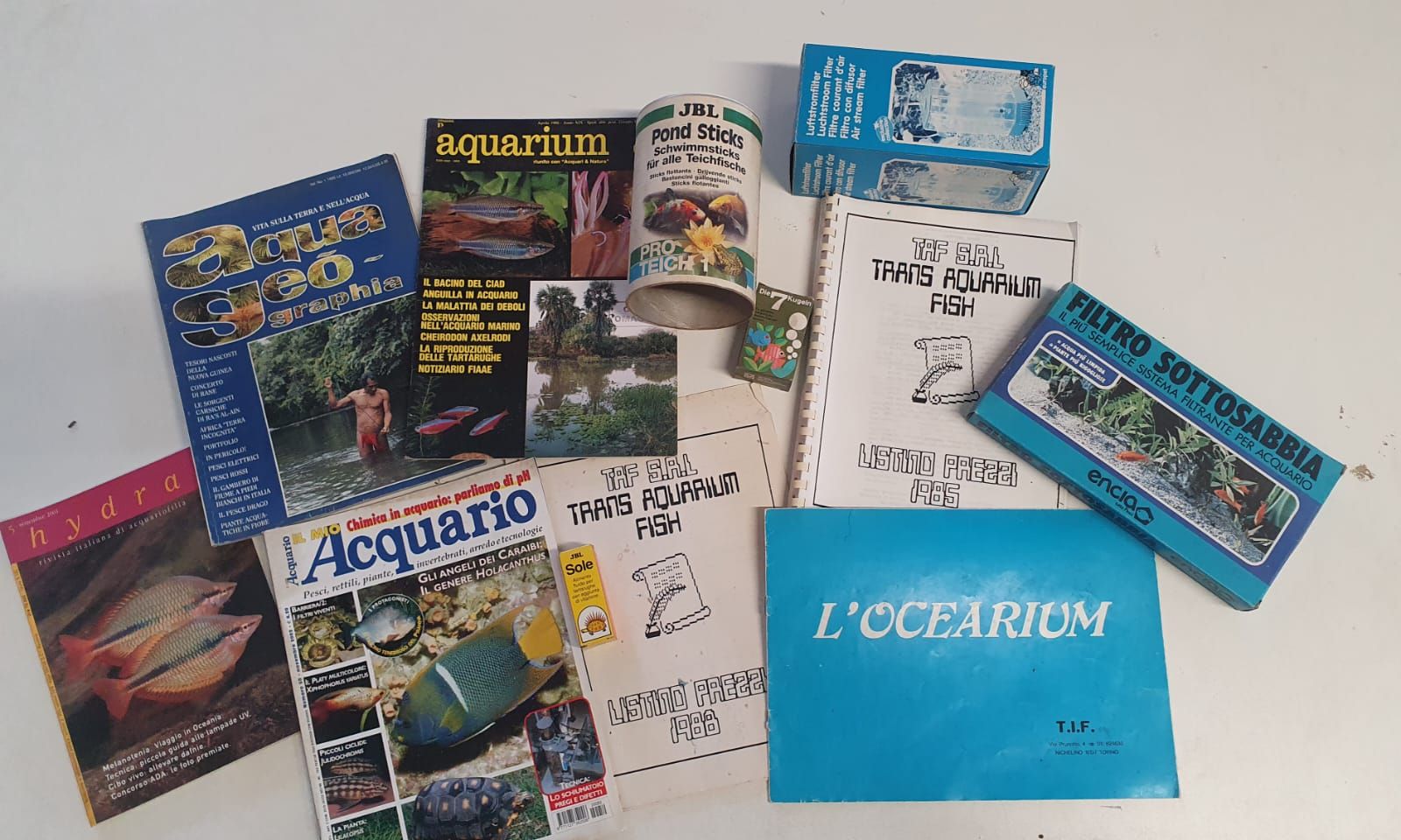 Archivio storico TAF con documenti, cataloghi e materiali d’epoca dedicati alla storia dell’acquariofilia.