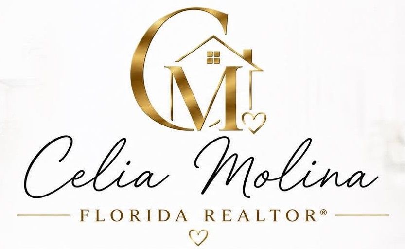 Gold “CM” house logo with “Celia Molina” and “Florida Realtor” text on a white background
