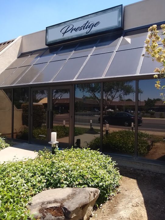 A commercial building entrance with a 