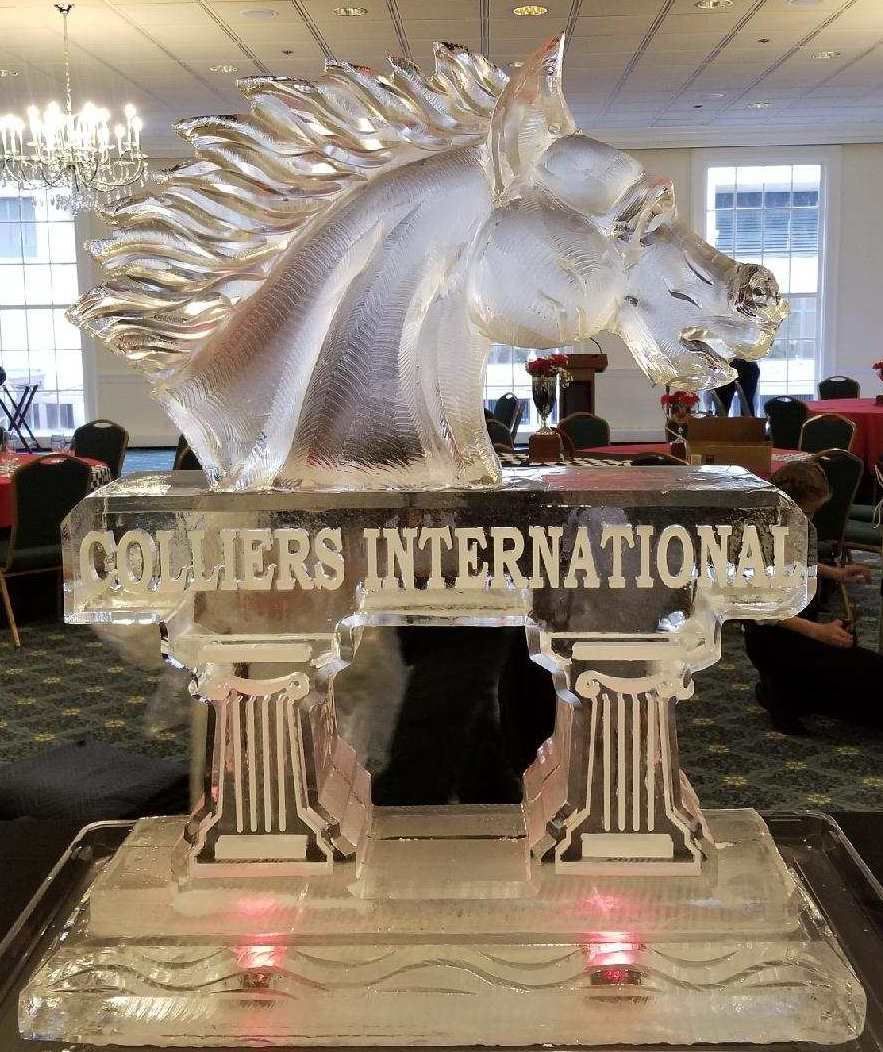 Silver horse sculpture over 
