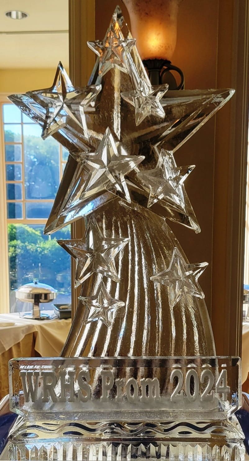Silver star-shaped trophy with a base, displayed indoors against a windowed background.