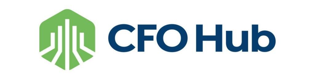 CFO Hub logo: green hexagon with upward lines and the words 