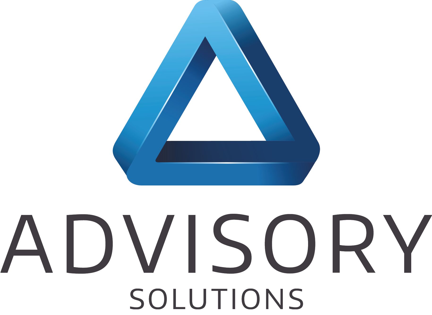 Blue impossible triangle logo above 