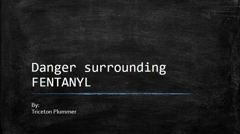 Title slide reading “Danger surrounding FANTANYL” on a dark chalkboard background.