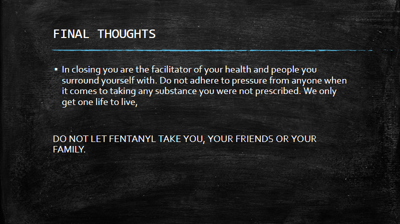 Chalkboard with “Final Thoughts” suicide prevention message: talk to someone, don’t isolate, friends and family matter.
