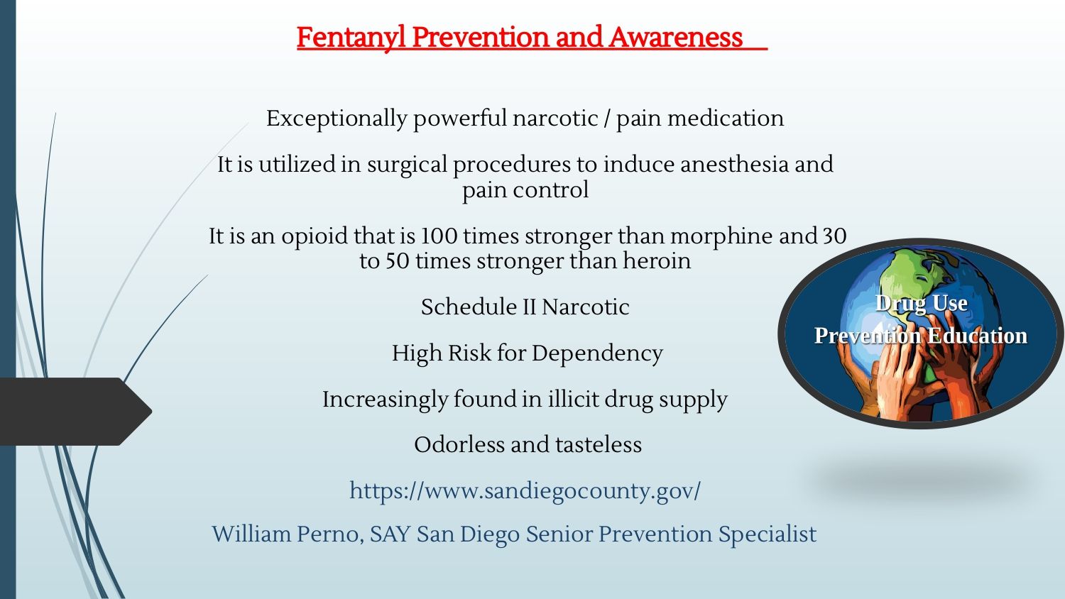 Flyer on fantasy prevention and awareness with schedule details and globe graphic