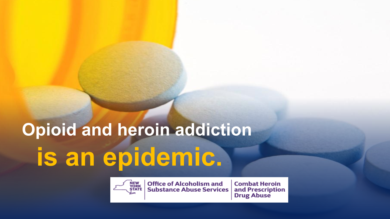 Opioid and heroin addiction is an epidemic, with pills on a blurred background.