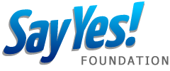 Say Yes! Foundation logo with blue gradient text and gray subtitle