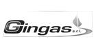 Logo di Gingas s.r.l., con testo nero in corsivo e una linea argentata su sfondo bianco