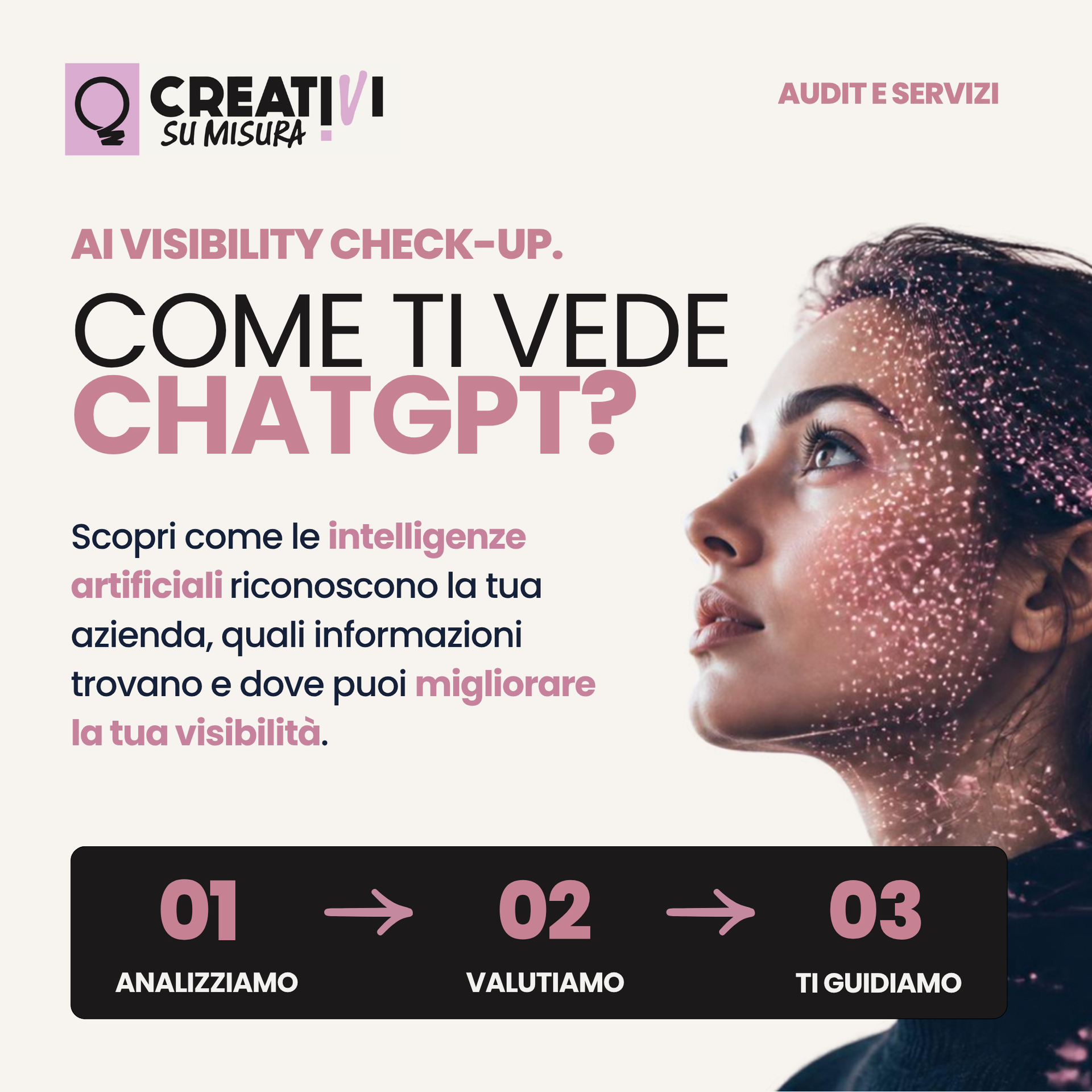 Banner promozionale italiano per un check-up della visibilità con l’IA