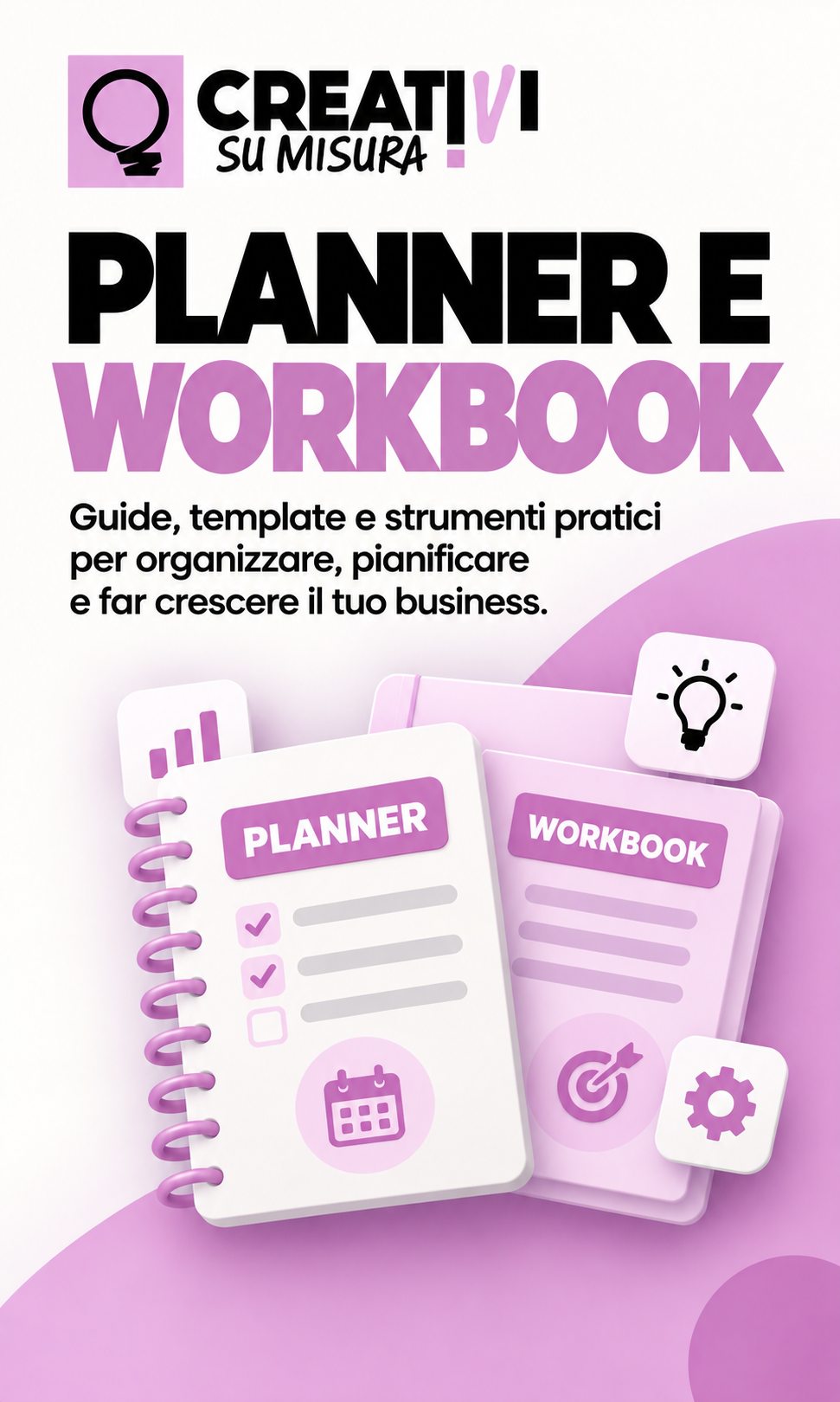 Copertina rosa di un’agenda e di un quaderno di esercizi, con grafiche di quaderni