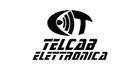 Logo Telcab Eletronica in bianco e nero con un’icona stilizzata a forma di occhio e cavo e testo in grassetto