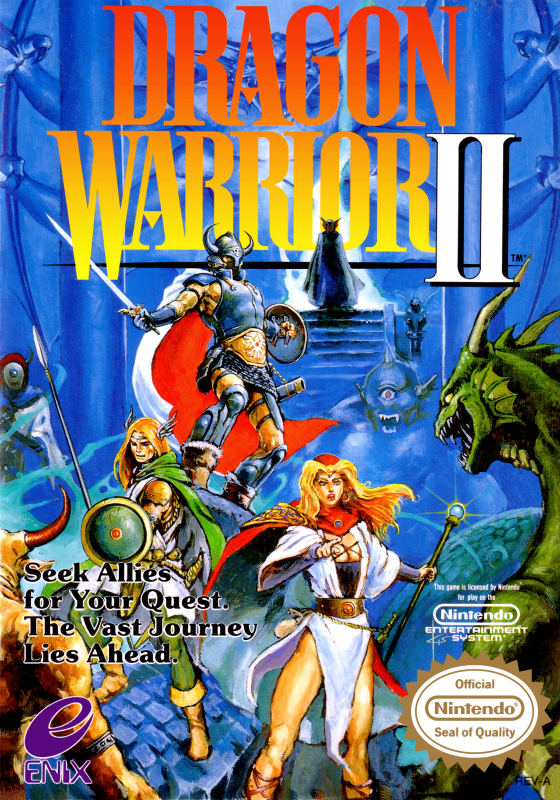 The cover of a video game called dragon warrior ii