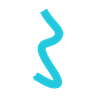 Turquoise wavy brushstroke on a white background
