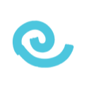 Turquoise spiral logo on a white background