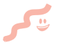 Pink wavy snake logo with a smiling face on a white background