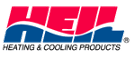 Heil HEI Heating & Cooling Products logo: Red and blue stylized text with a wave, company name below.