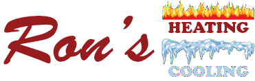 Ron's Heating & Cooling Ron's Heating and Cooling logo with text and illustrations of flames and ice.