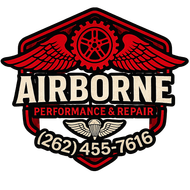 Airborne Performance & Repair logo with red wings, gear, and phone number (262) 455-7616
