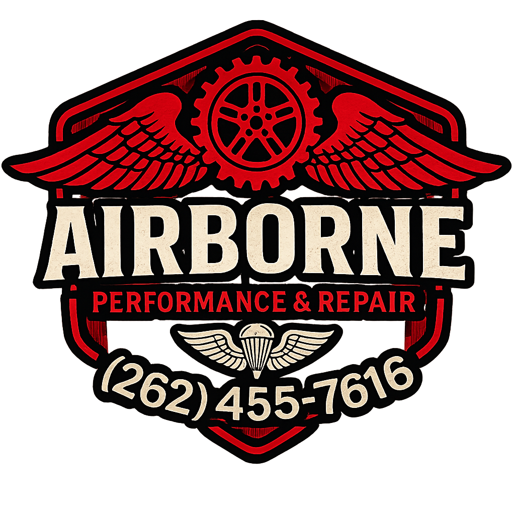 Airborne Performance & Repair logo with red wings, gear, and phone number (262) 455-7616