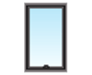 A picture of a window with a blue sky in the background.