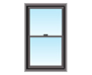 A picture of a window with a blue sky in the background.