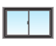 A picture of a window with a blue sky in the background.