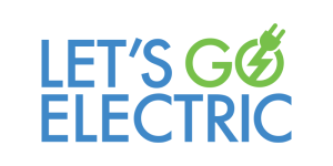 Let’s Go Electric logo in blue and green text with a lightning bolt icon in the “O”