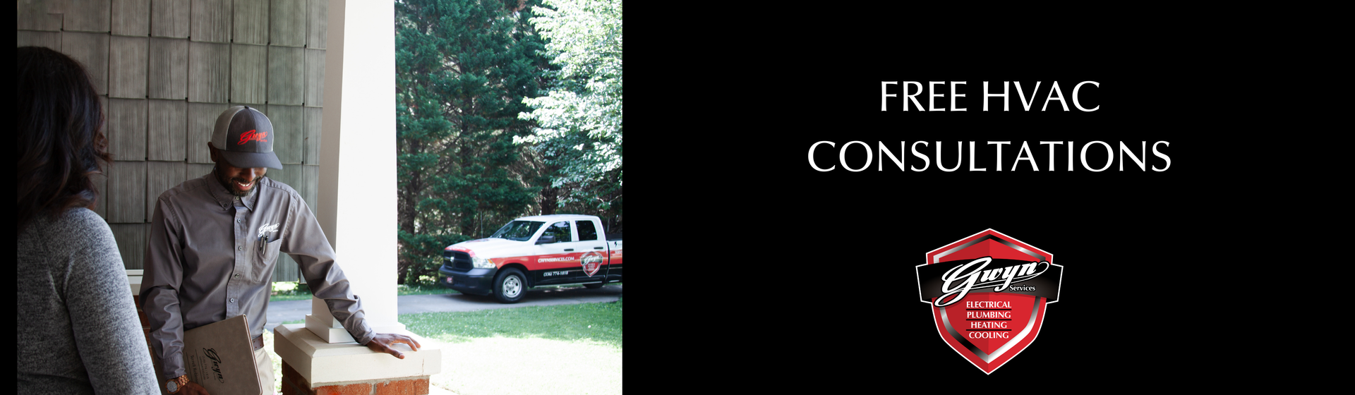 Consultation scene in a doorway beside a car, with “FREE IVAC CONSULTATIONS” text and logo on black background