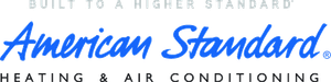 American Standard logo with blue script and “HEATING & AIR CONDITIONING” text below, tagline above.