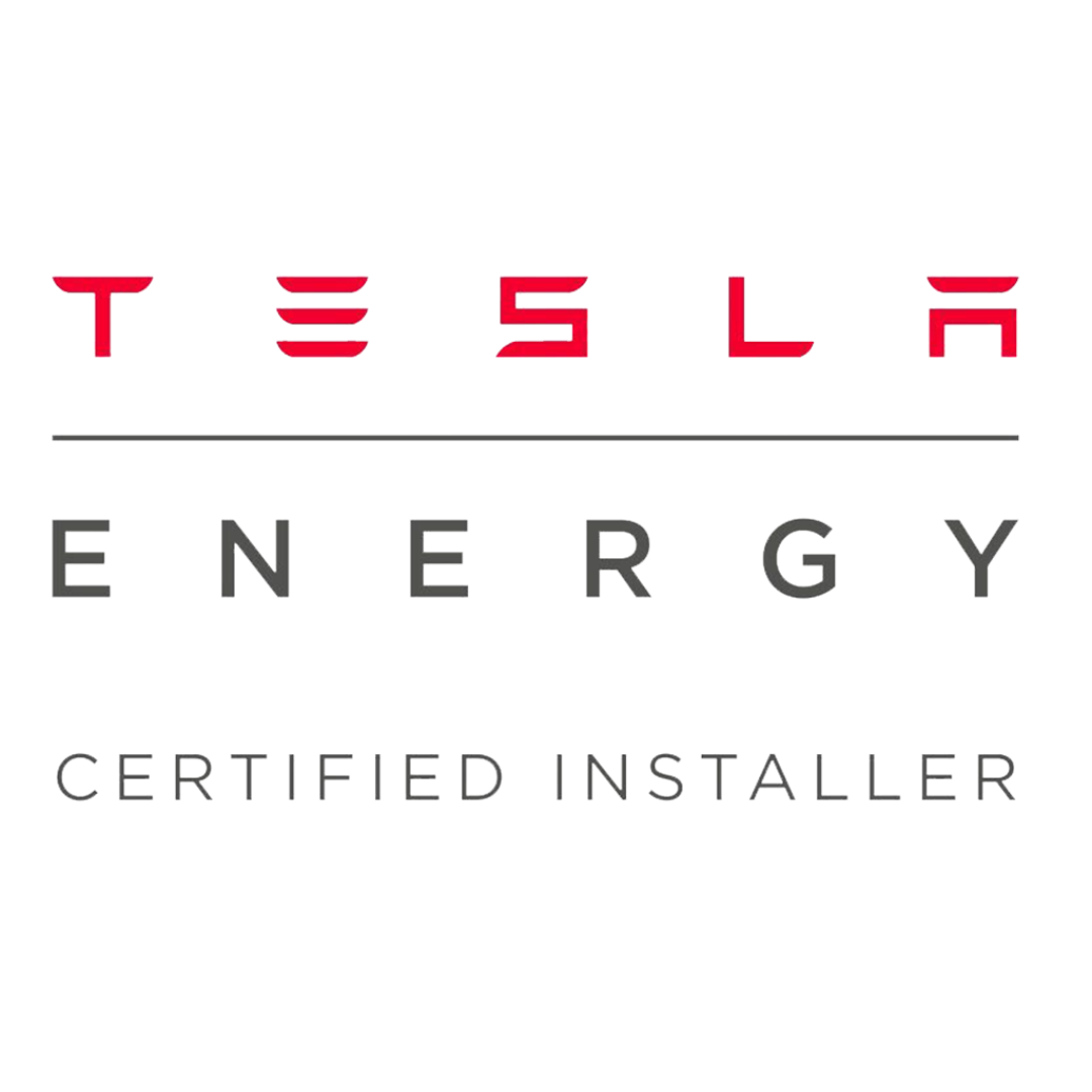 Tesla Energy Certified Installer logo in red and gray on a white background