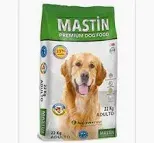 Bolsa de comida para perros Mastin Premium con imagen de golden retriever sobre fondo claro.