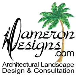 Wameron Designs logo with palm tree and tagline “Architectural Landscape Design & Consultation”