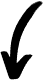 Black curved arrow pointing down and left on a white background