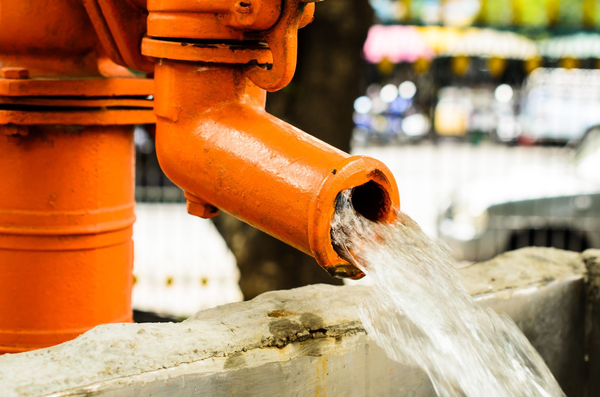 View of a water coming out of a spout.