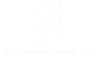 The logo for 302 electrical services llc is a lightning bolt on a white background.