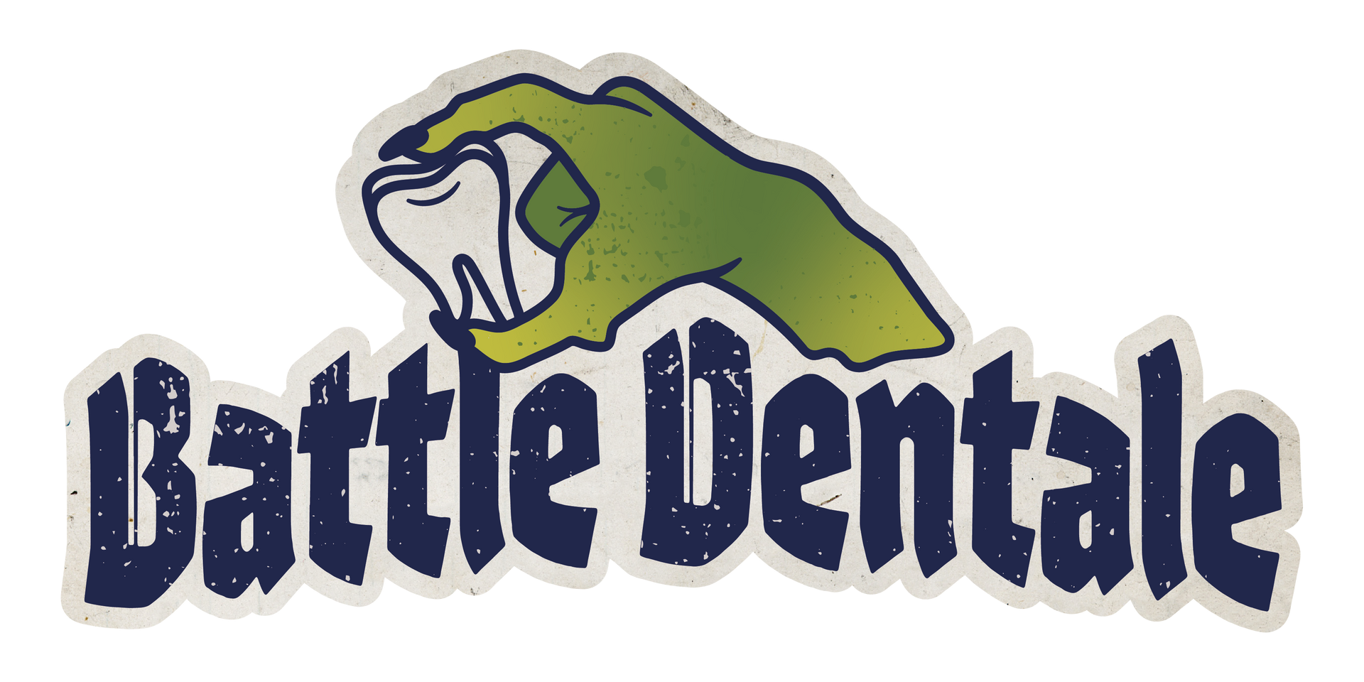 Battle Dentale logo with a green trolls hand holding a giant tooth
