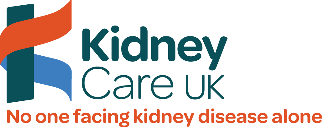 The logo for kidney care uk says no one facing kidney disease alone.